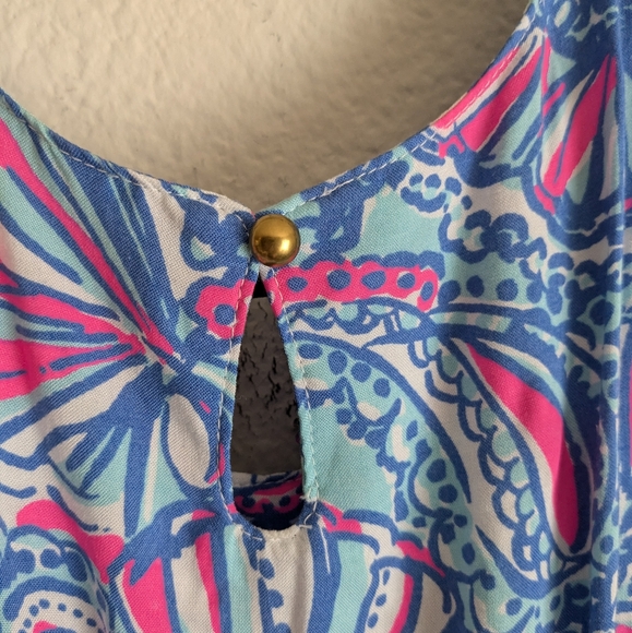 Lilly Pulitzer FT My Fans Long Maxi Dress Blue Pink Youth Kids L 10/12 - Picture 7 of 9